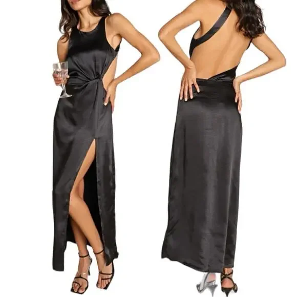 ganni crinkled satin maxi dress Ganni Crinkled Satin Slip Dress